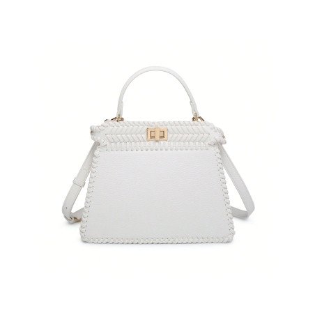 Bolso de mano de lujo con detalles tejidos y correa de hombro ajustable.