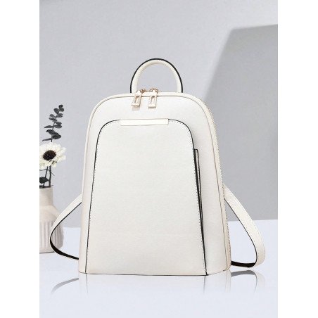 Mochila clásica blanca impermeable, ligera, anti-robo y con gran capacidad con cremallera fija, adecuada para estudiantes