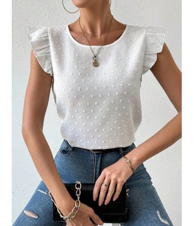Blusa De Cuello Redondo Con...