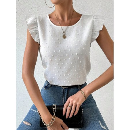 Blusa De Cuello Redondo Con Volante