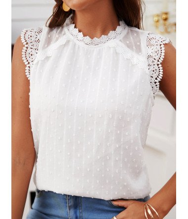 Blusa de encaje guipur y...