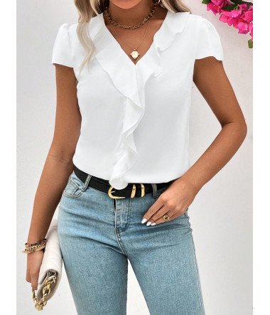 Blusa unicolor ribete con...