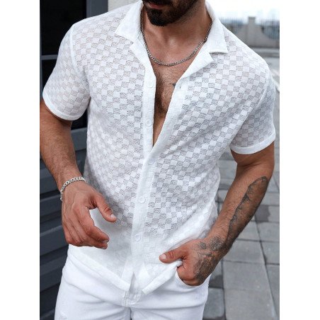 Camisa de verano para hombre con manga corta y textura