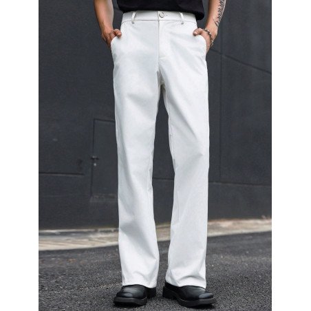 Manfinity Hypemode Pantalones casuales con botones de unicolor y bolsillos con vuelo para hombres