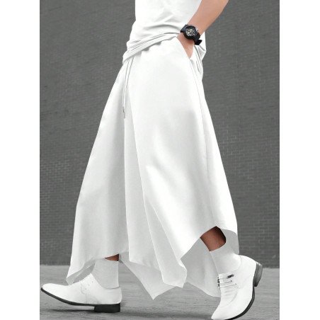 Manfinity EMRG Pantalones anchos de pierna ancha con bajo asimétrico de ajuste holgado para hombres