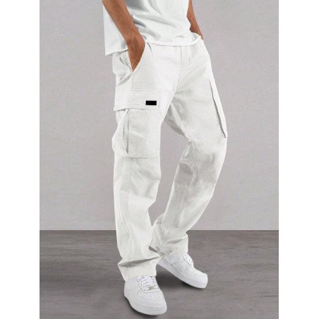 Manfinity Hypemode Pantalones largos casuales de diseño unicolor para hombre con bolsillo diario